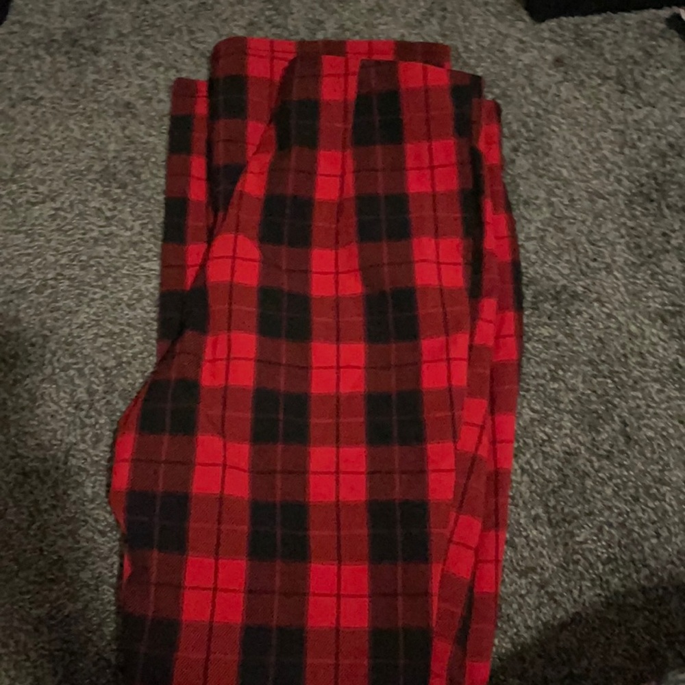 H&M Plaid Split Hem Flared Pants - Red